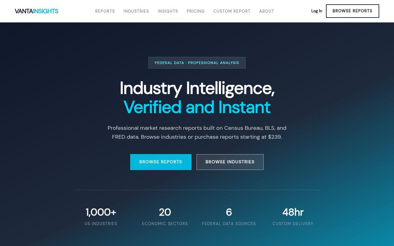 Homepage screenshot of vantainsights.com