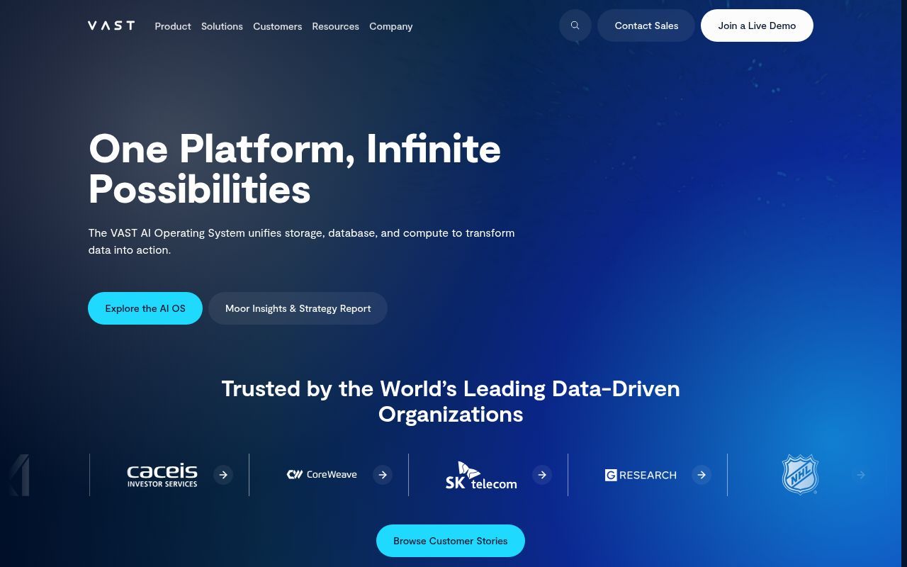 Homepage screenshot of vastdata.com