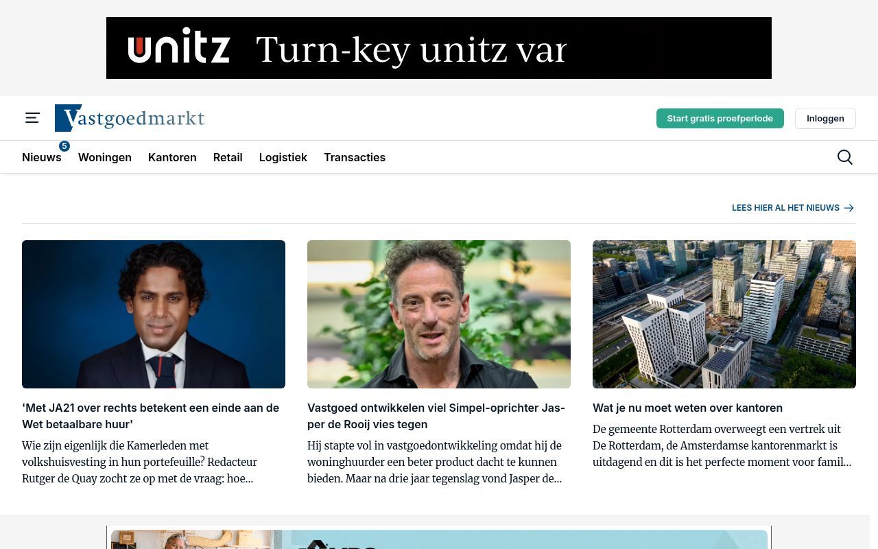 Homepage screenshot of vastgoedmarkt.nl