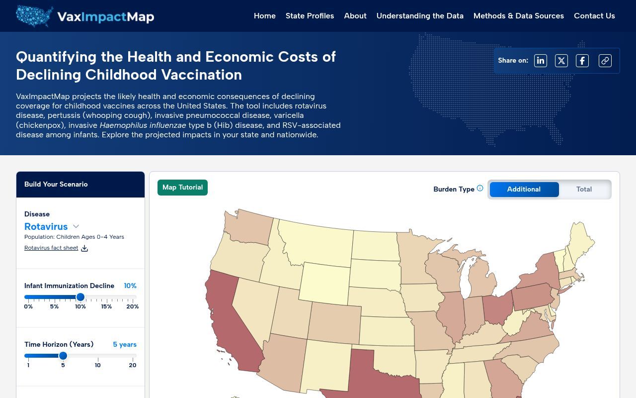 Homepage screenshot of vaximpactmap.org