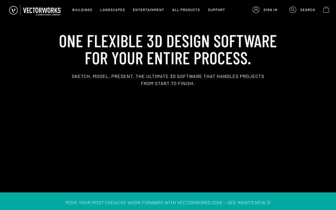 Homepage screenshot of vectorworks.net