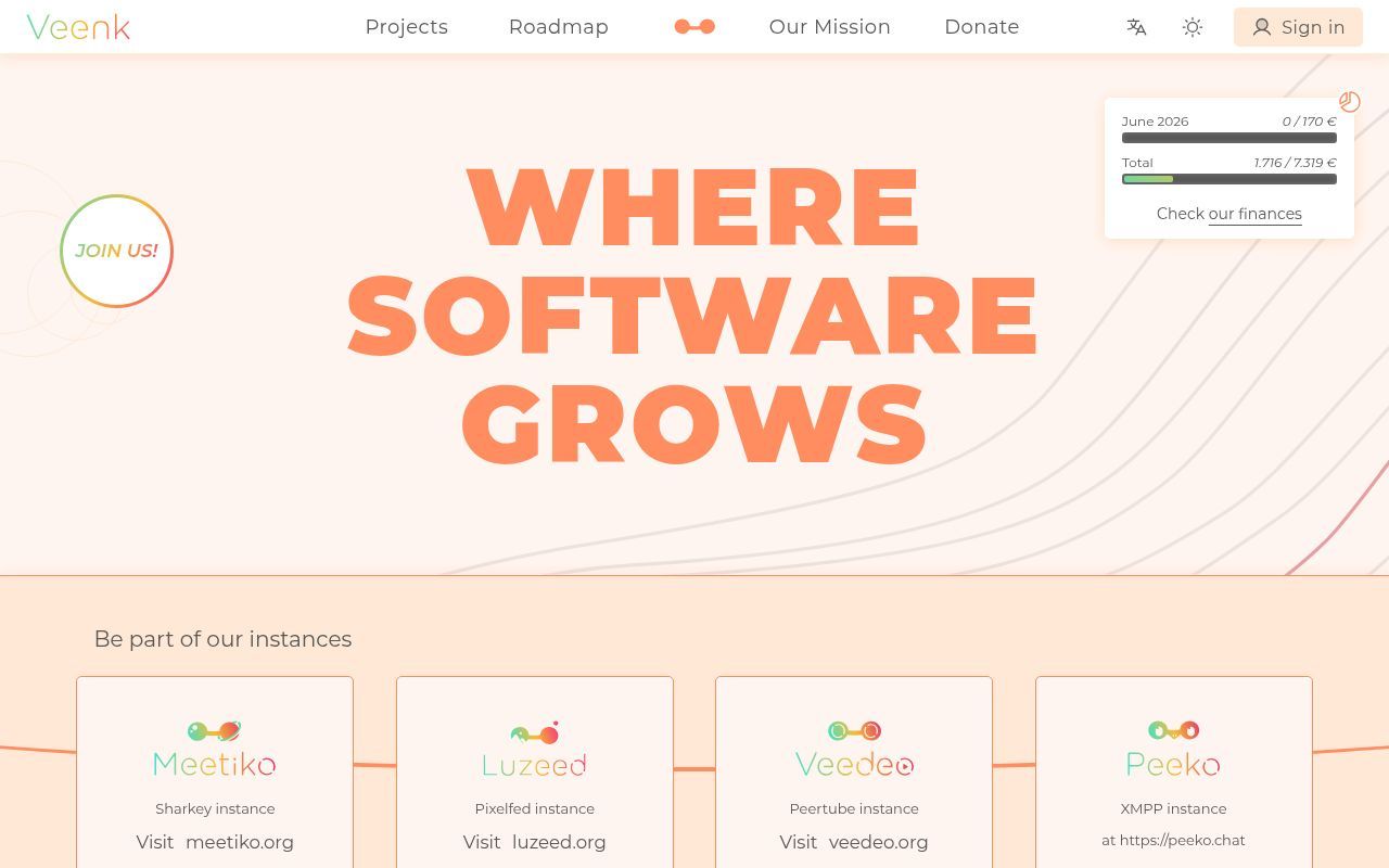 Homepage screenshot of veenk.org