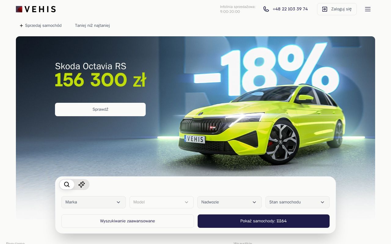 Homepage screenshot of vehis.pl