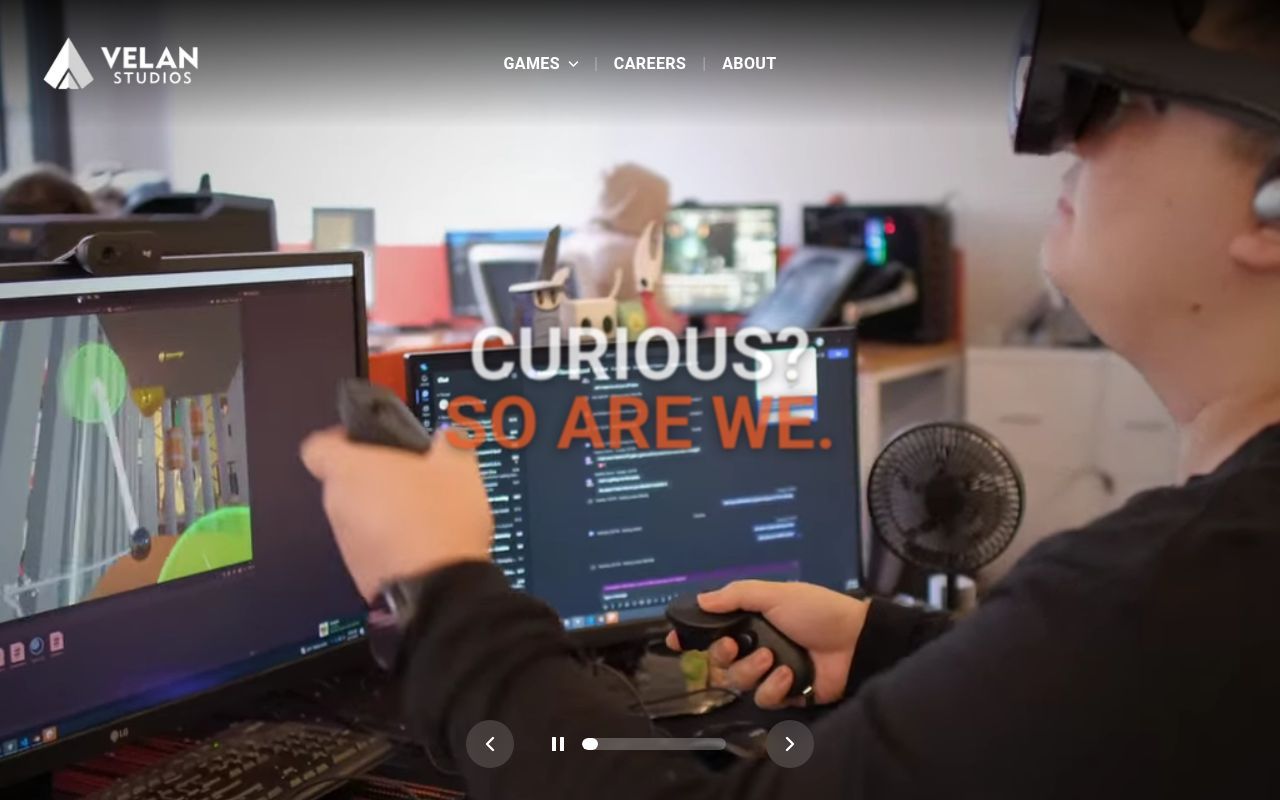 Homepage screenshot of velanstudios.com