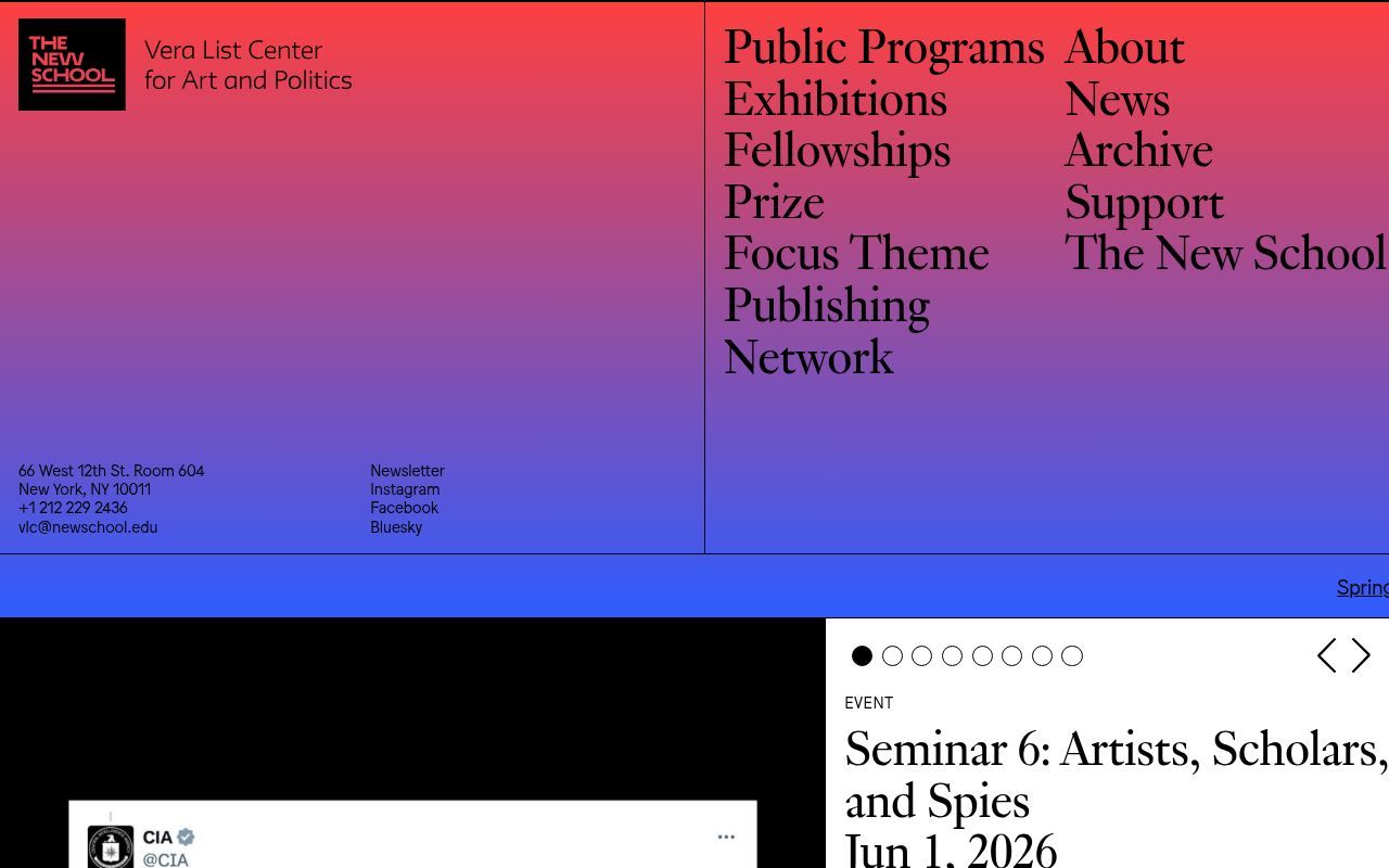 Homepage screenshot of veralistcenter.org
