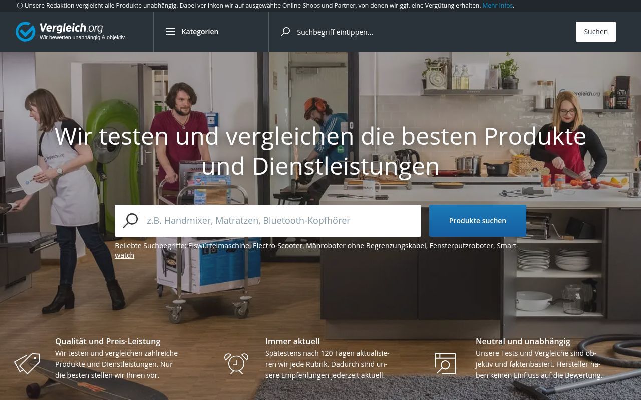 Homepage screenshot of vergleich.org