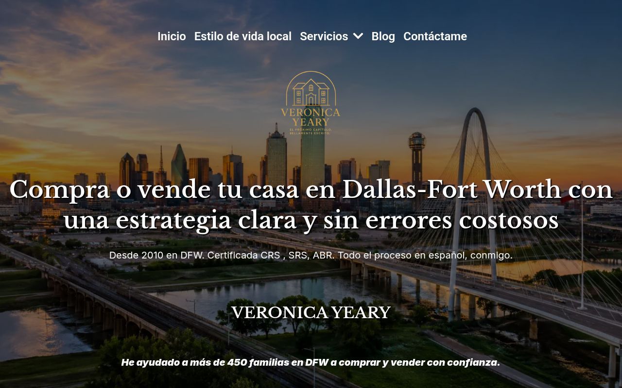 Homepage screenshot of veronicayeary.com