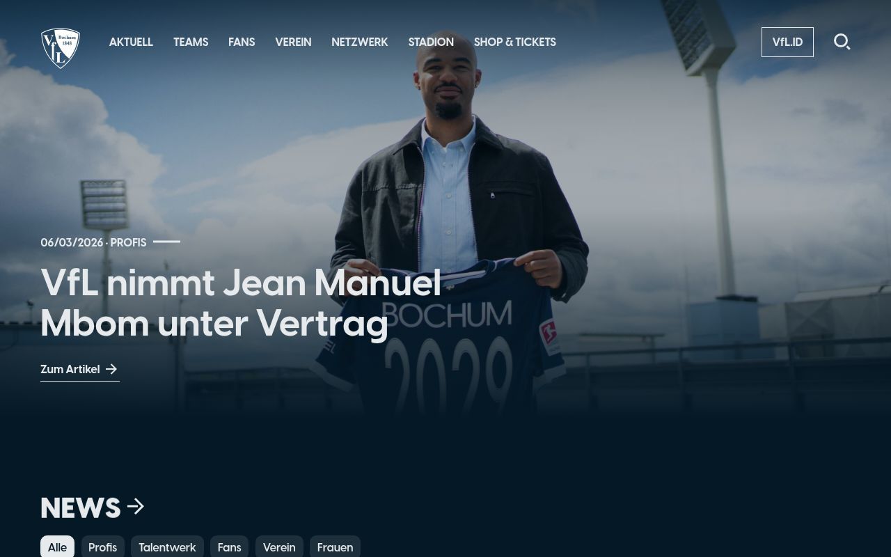 Homepage screenshot of vfl-bochum.de