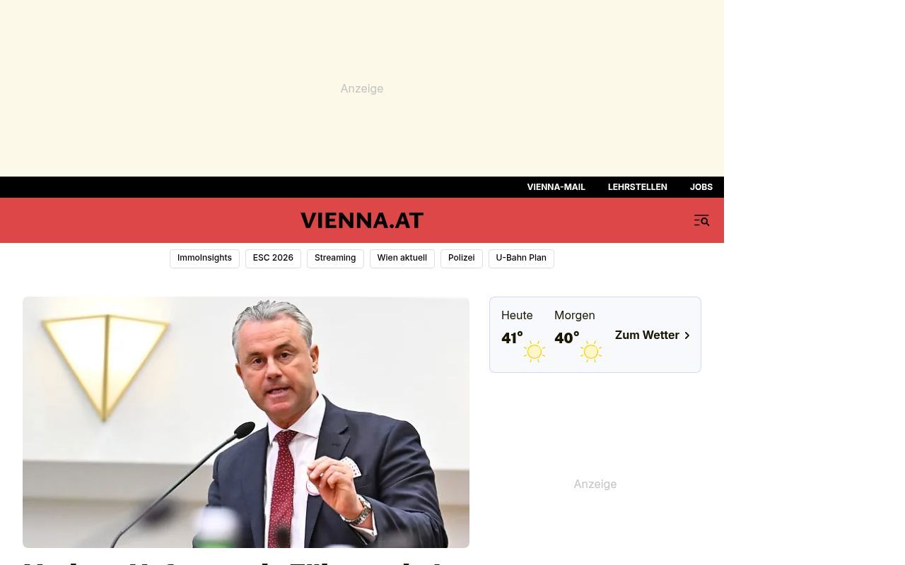 Homepage screenshot of vienna.at