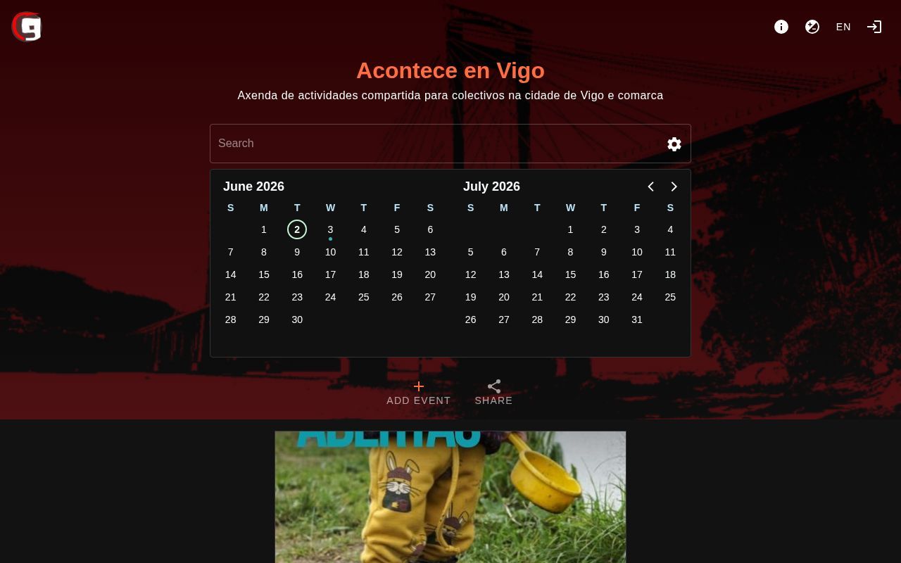 Homepage screenshot of vigo.acontece.gal