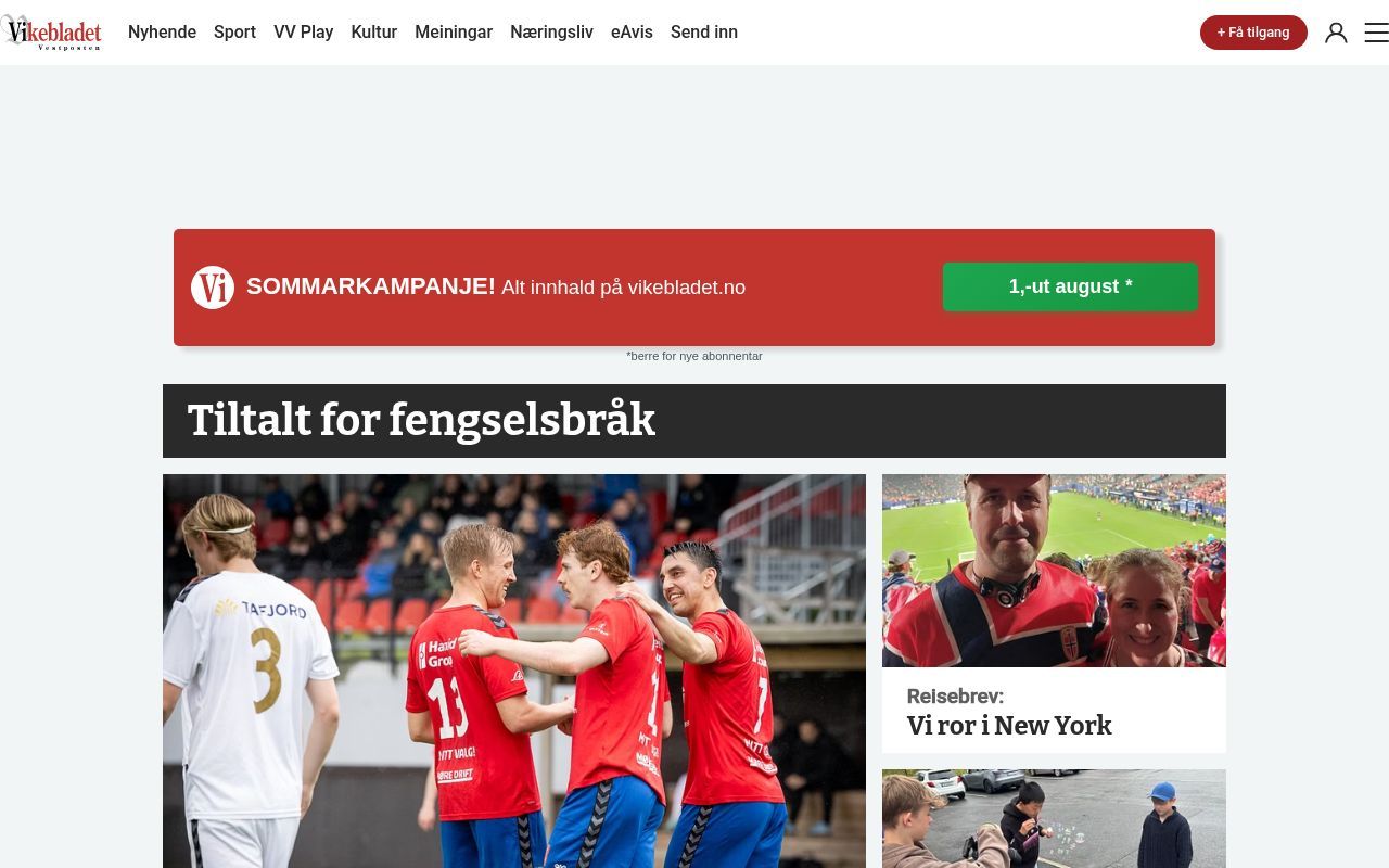 Homepage screenshot of vikebladet.no