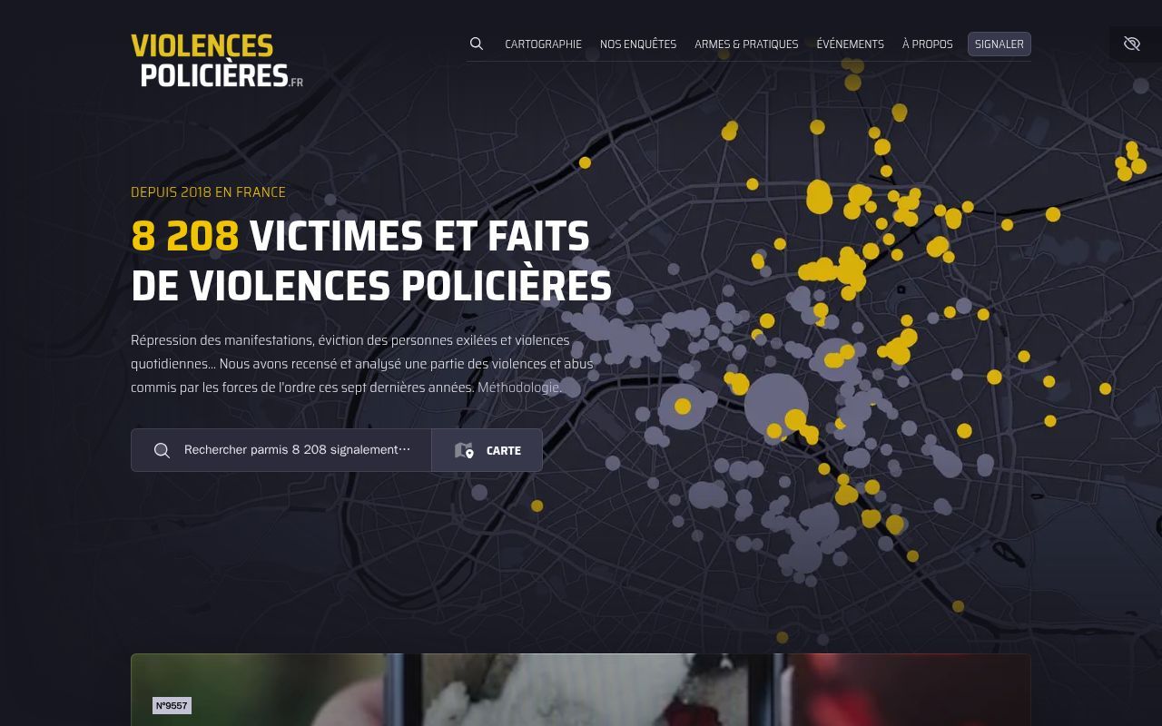 Homepage screenshot of violencespolicieres.fr