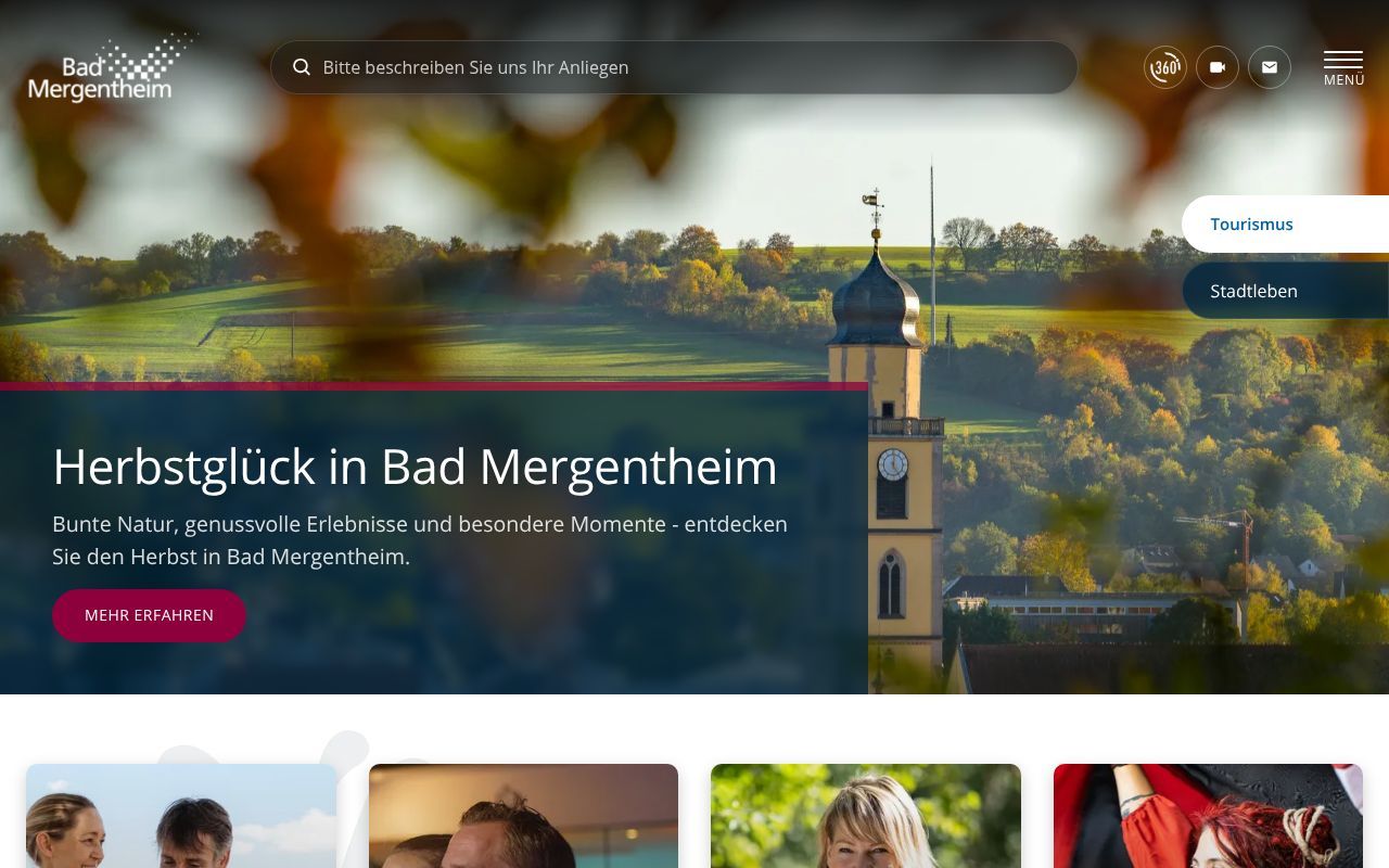 Homepage screenshot of visit.bad-mergentheim.de