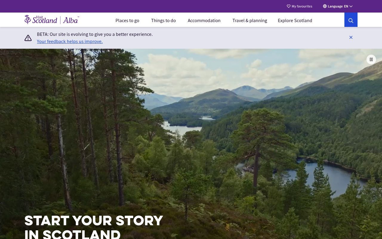 Homepage screenshot of visitscotland.com