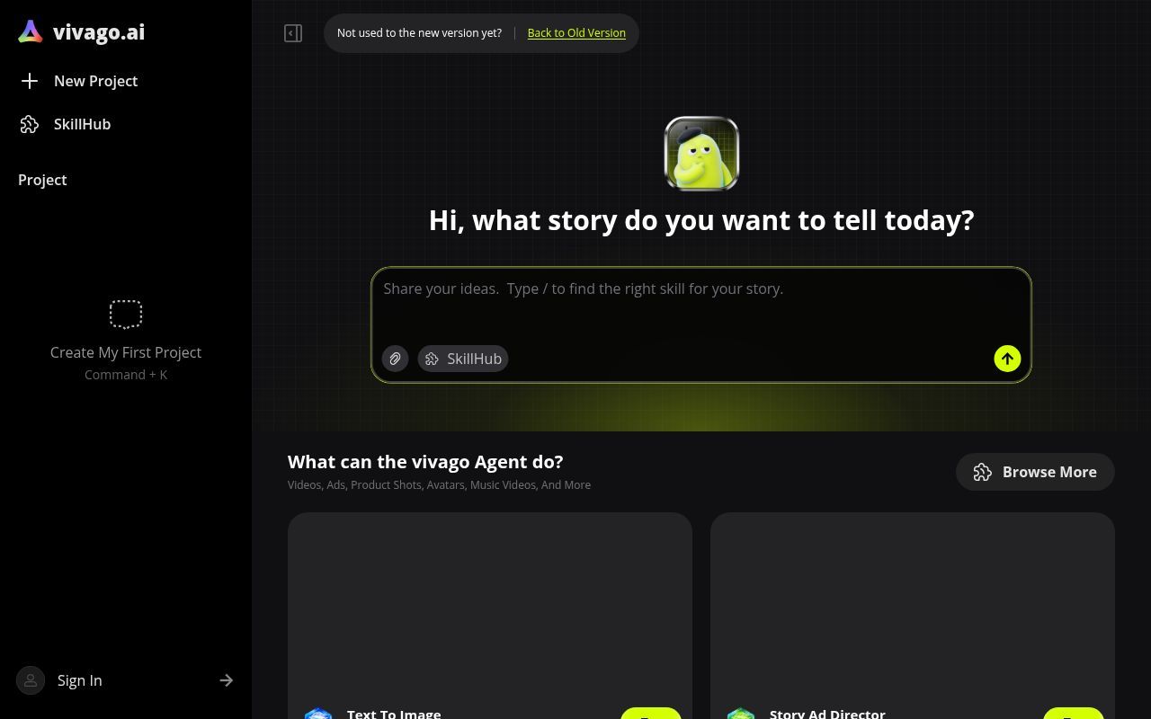 Homepage screenshot of vivago.ai