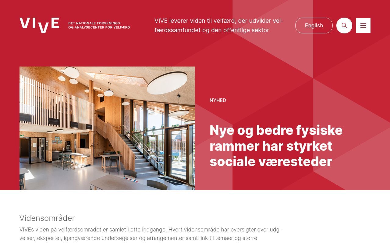Homepage screenshot of vive.dk