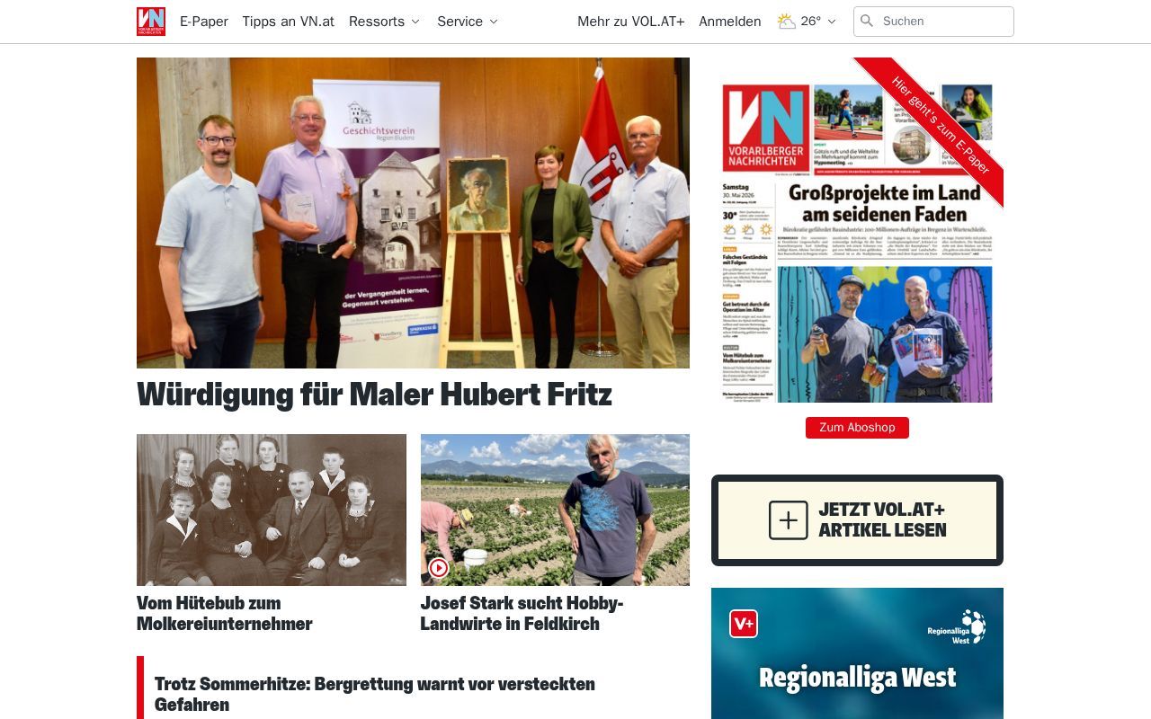 Homepage screenshot of vn.at