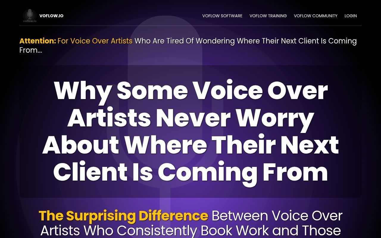 Homepage screenshot of voflow.io.