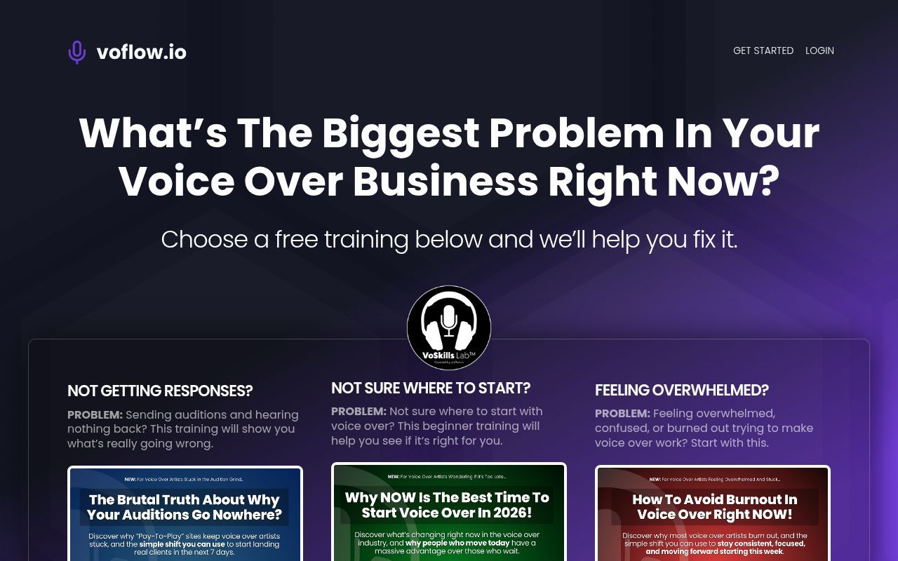 Homepage screenshot of voflow.io