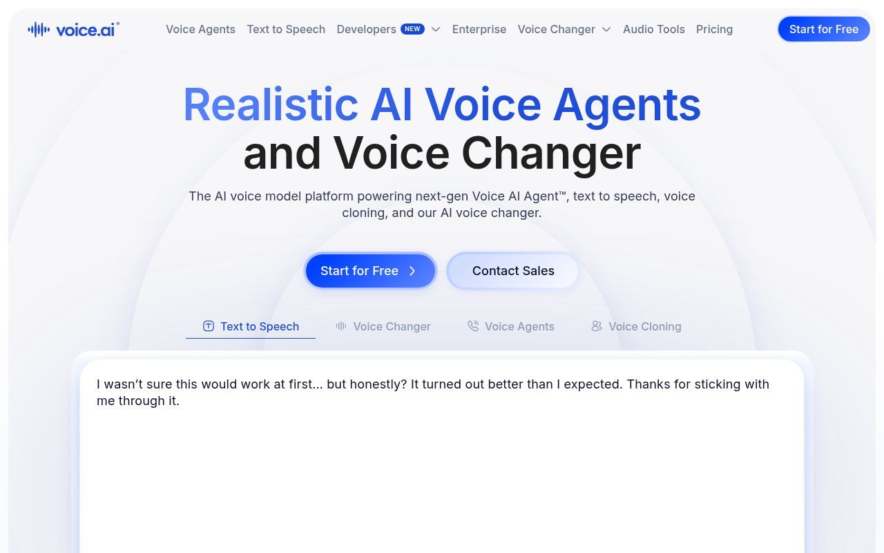 Homepage screenshot of voice.ai