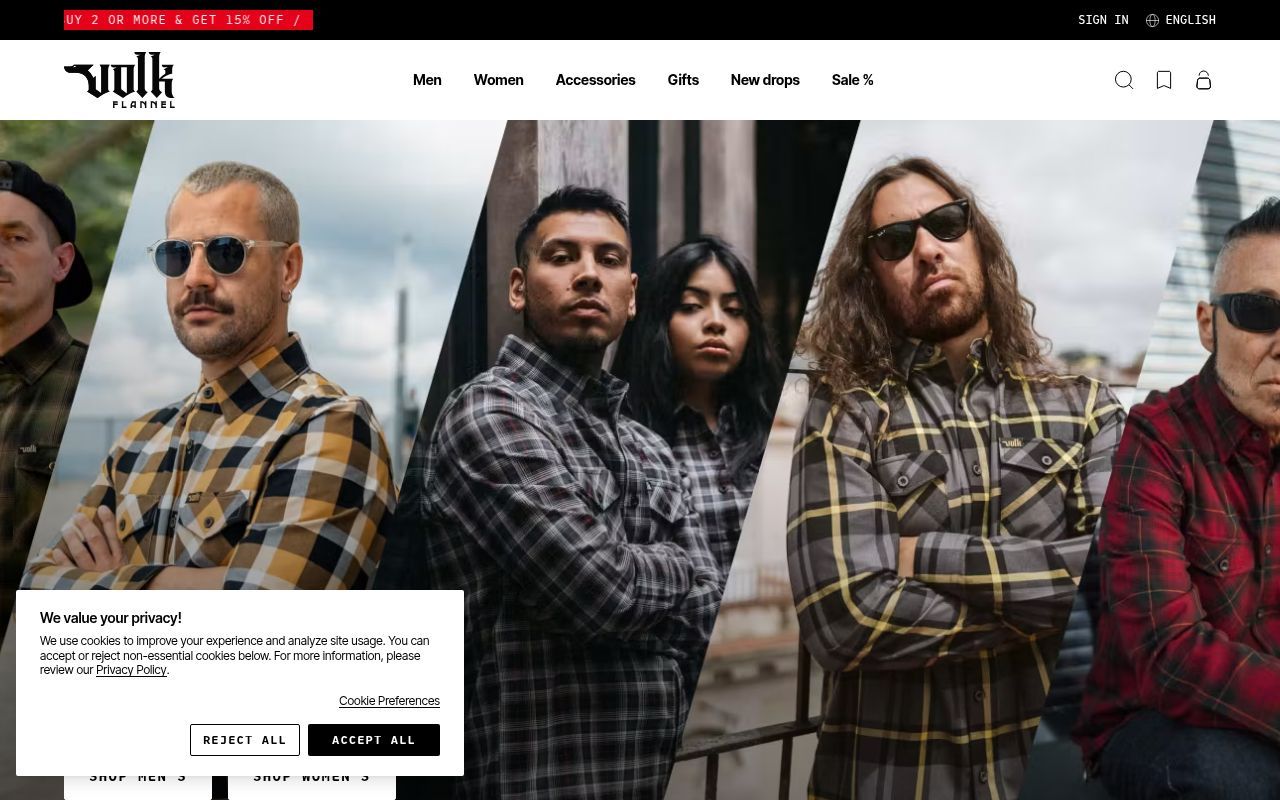 Homepage screenshot of volkflannel.com