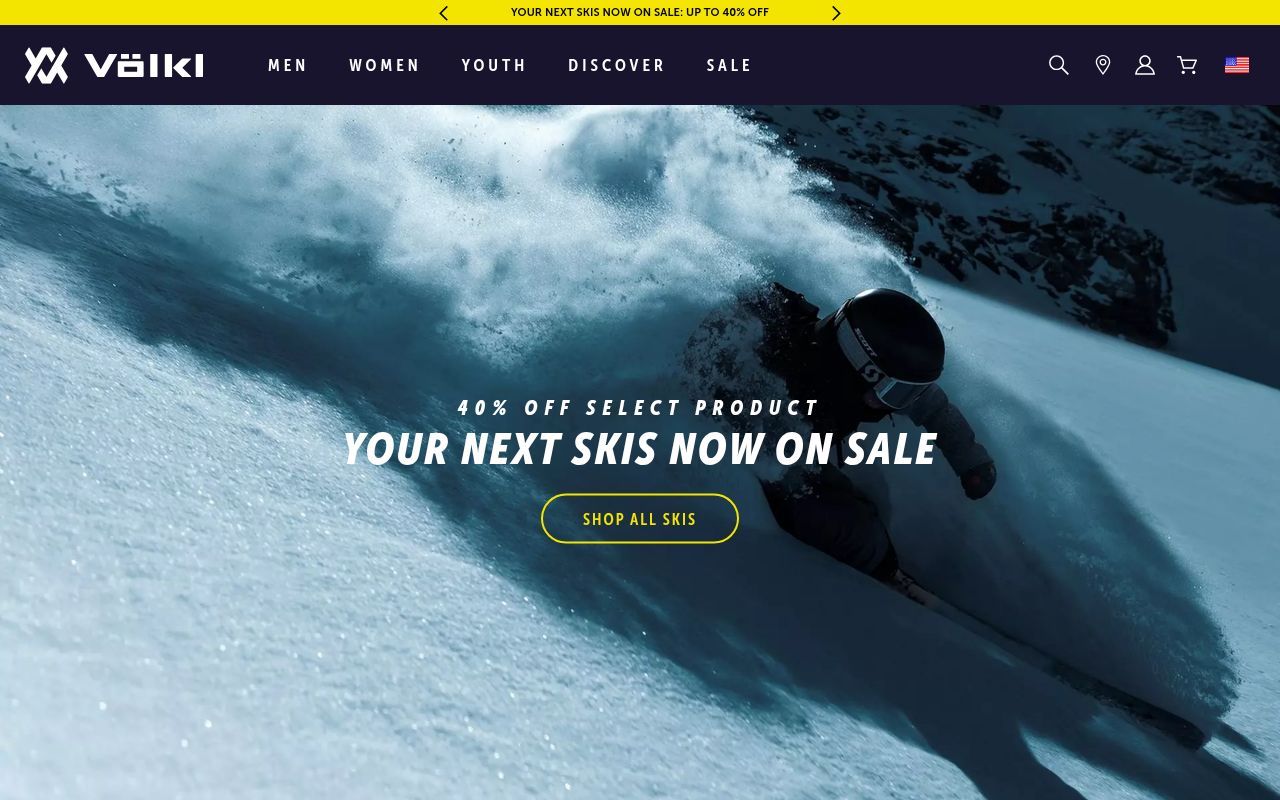 Homepage screenshot of volkl.com