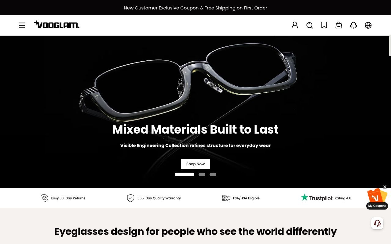 Homepage screenshot of vooglam.com