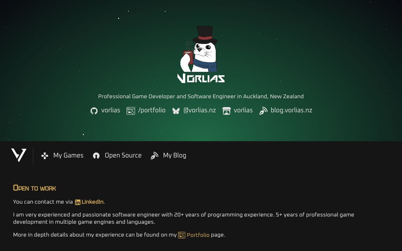 Homepage screenshot of vorlias.nz