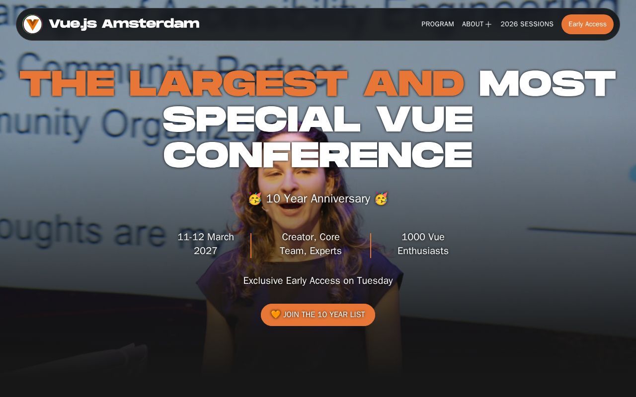 Homepage screenshot of vuejs.amsterdam