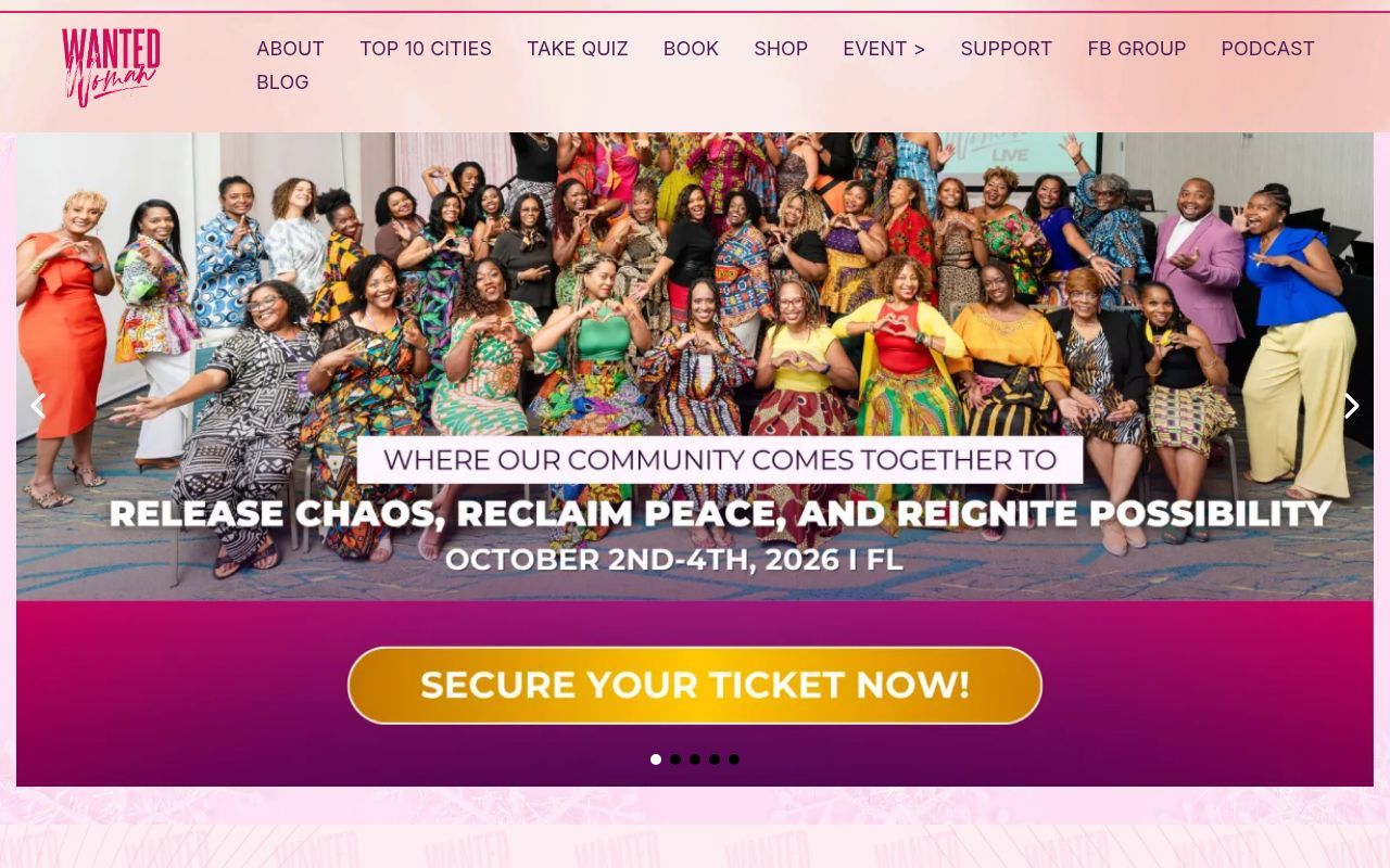 Homepage screenshot of wantedwoman.com