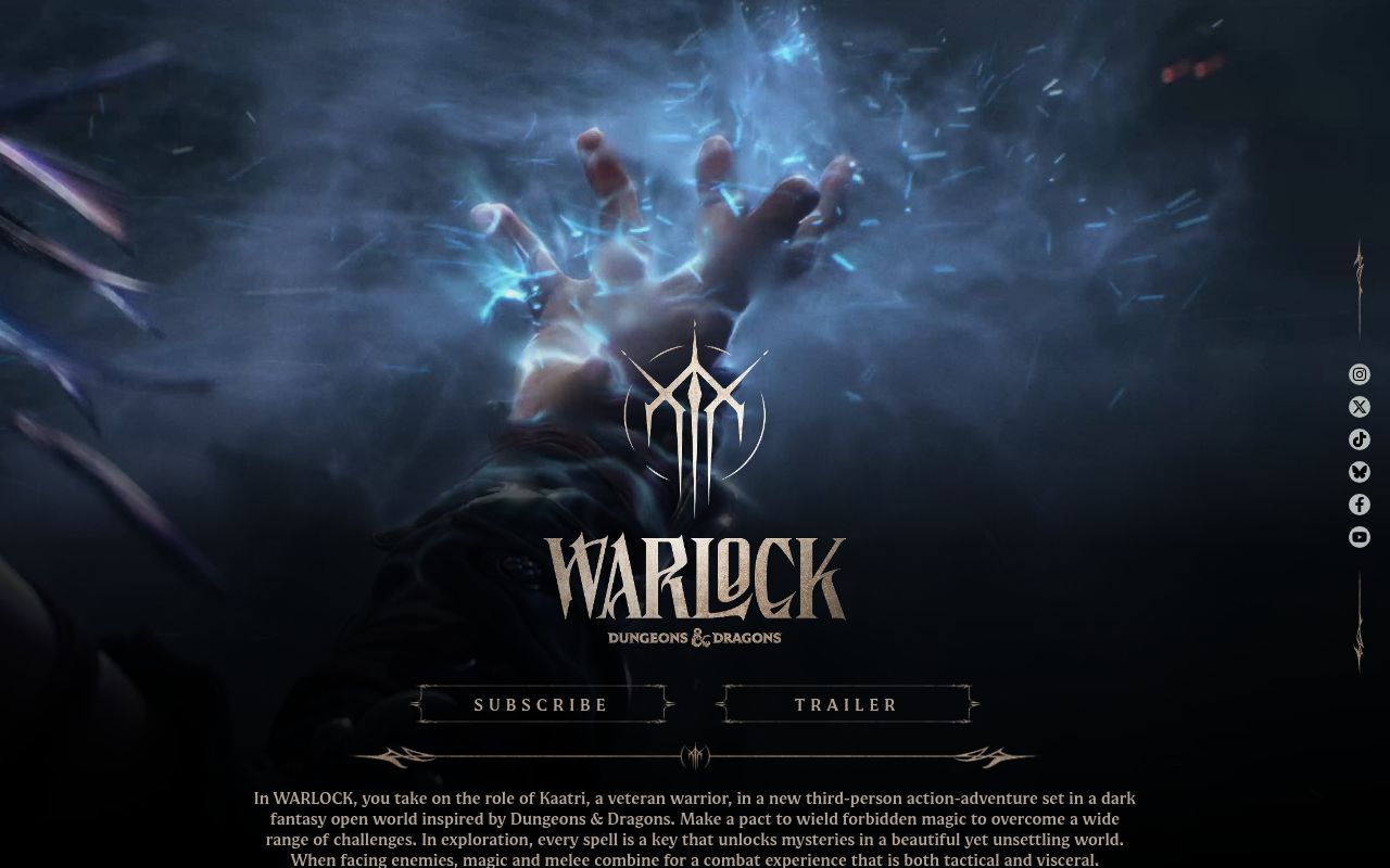 Homepage screenshot of warlockthegame.com