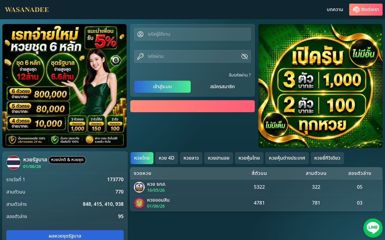 Homepage screenshot of wassanadee.biz