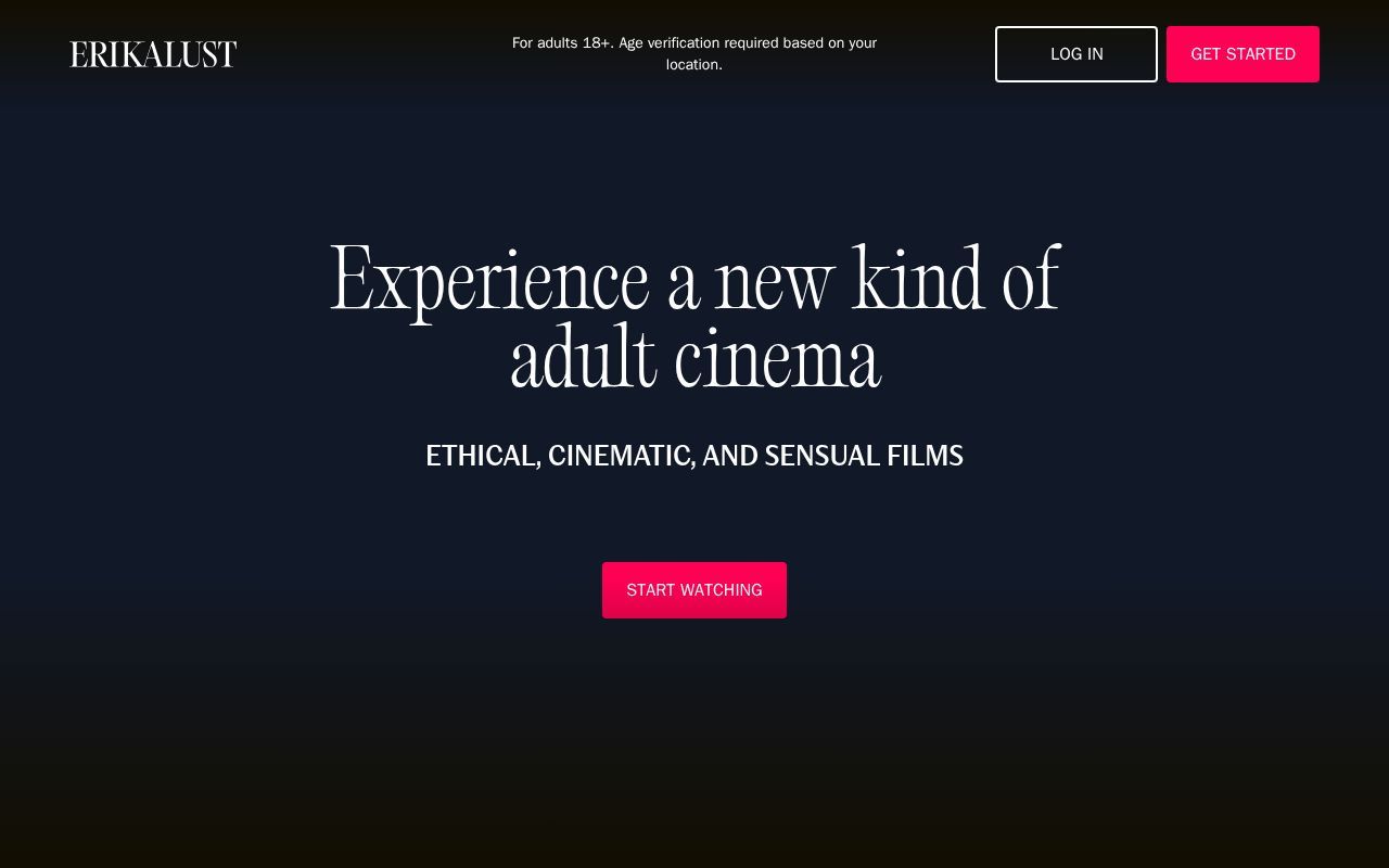 Homepage screenshot of watch.erikalust.com