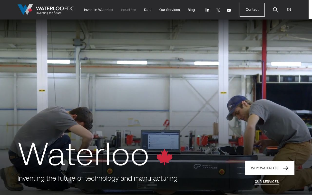 Homepage screenshot of waterlooedc.ca