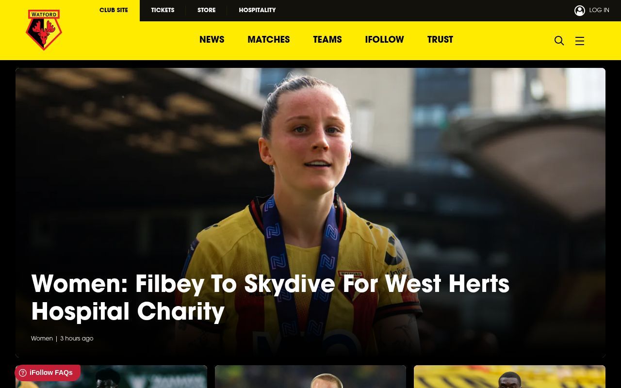 Homepage screenshot of watfordfc.com