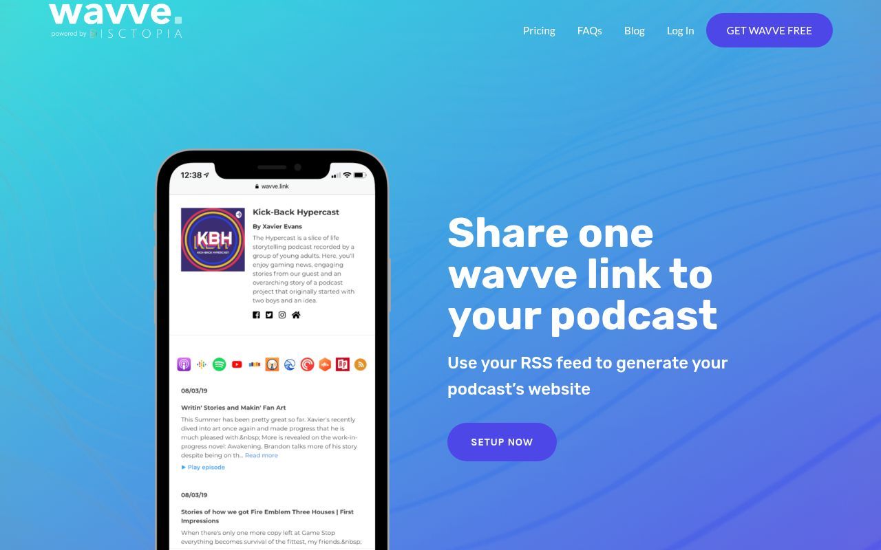 Homepage screenshot of wavve.link