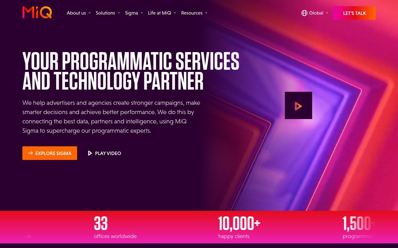 Homepage screenshot of wearemiq.com