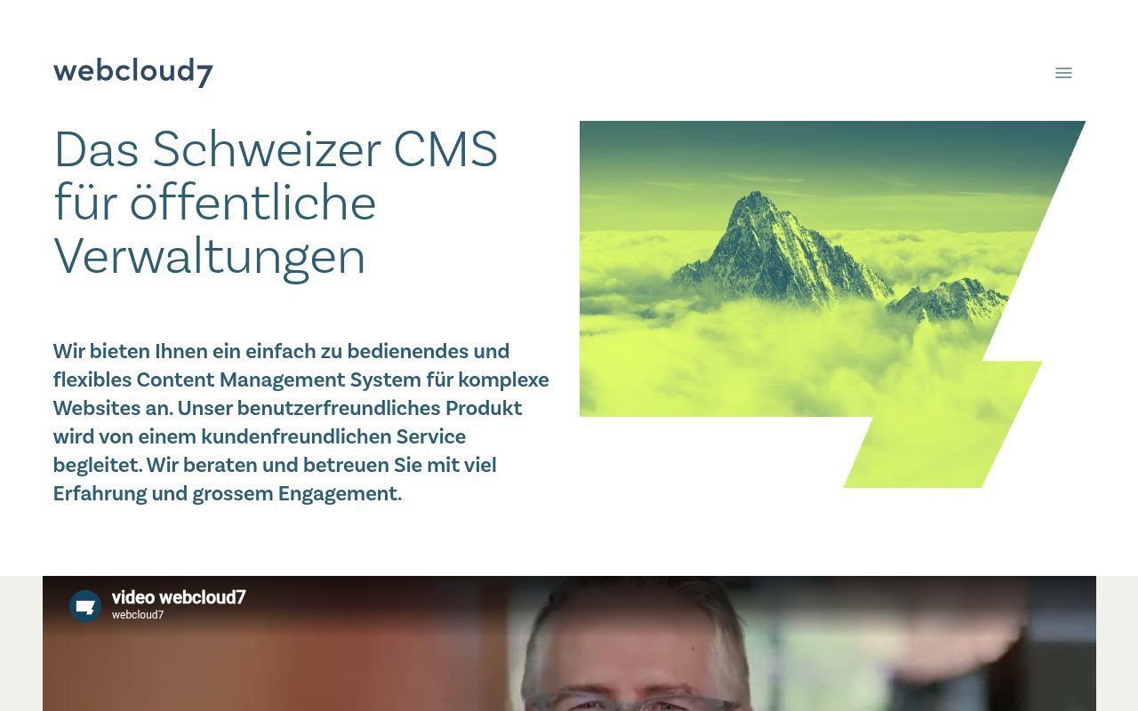 Homepage screenshot of webcloud7.ch