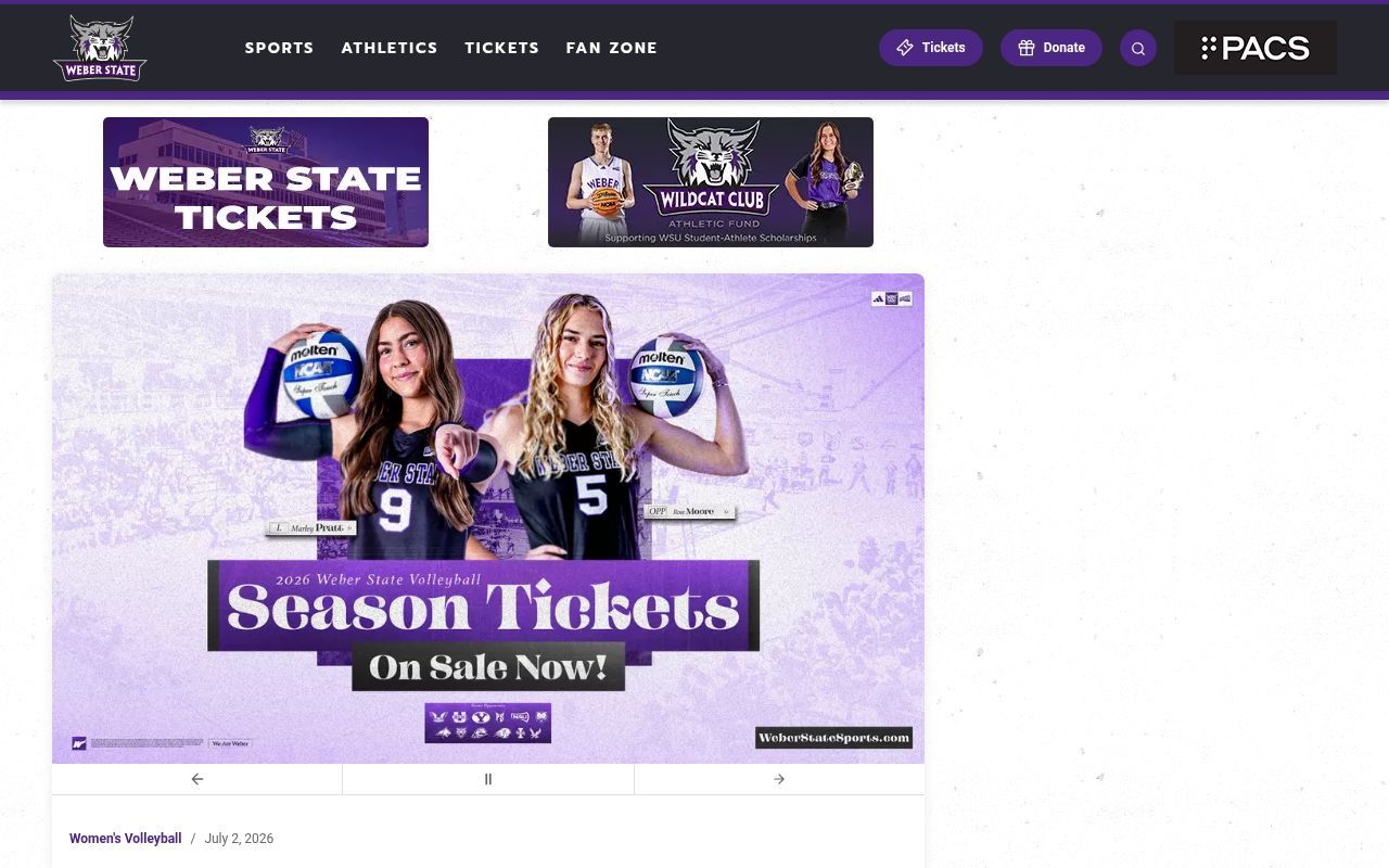 Homepage screenshot of weberstatesports.com