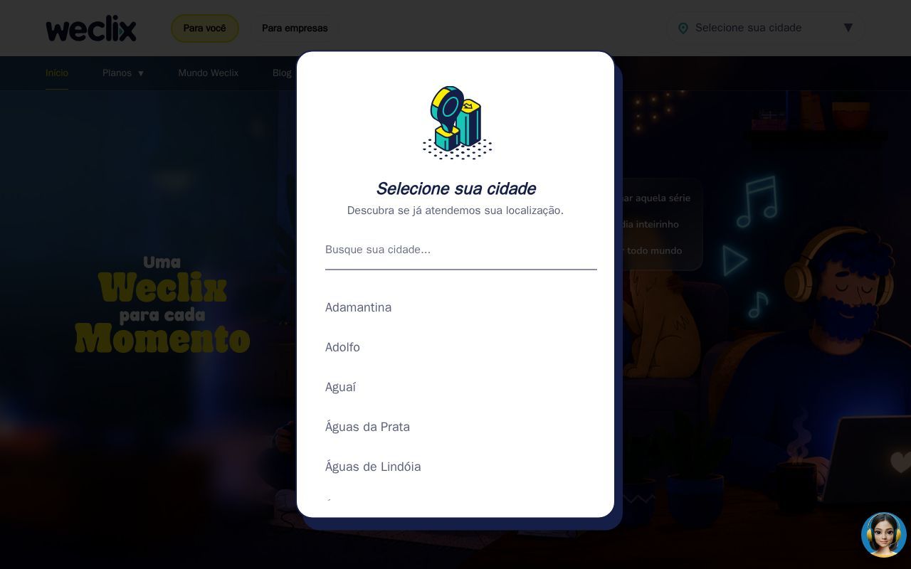 Homepage screenshot of weclix.com.br
