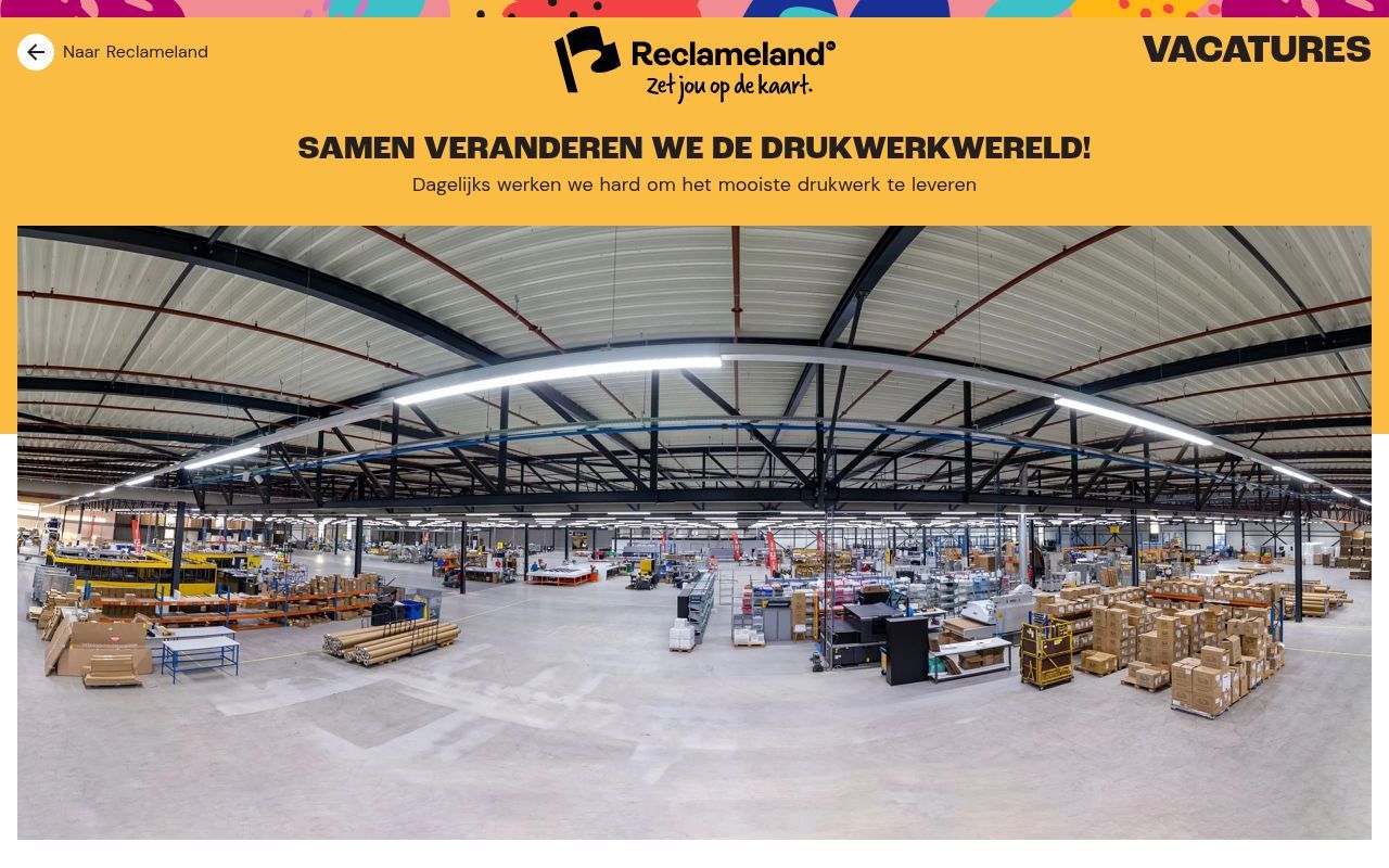 Homepage screenshot of werkenbij.reclameland.nl