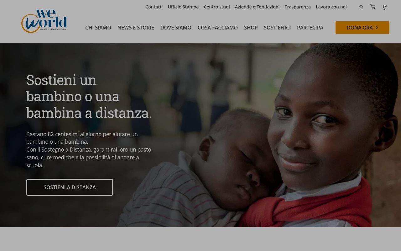 Homepage screenshot of weworld.it