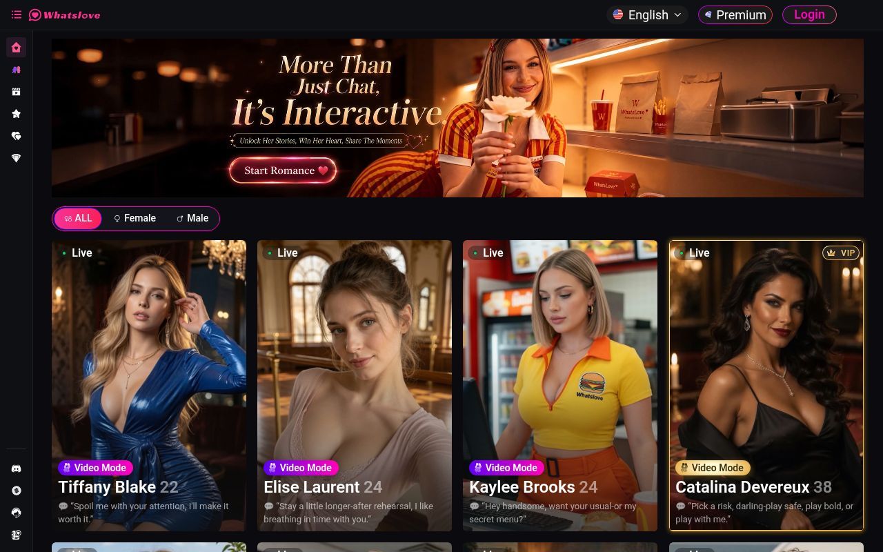 Homepage screenshot of whatslove.ai