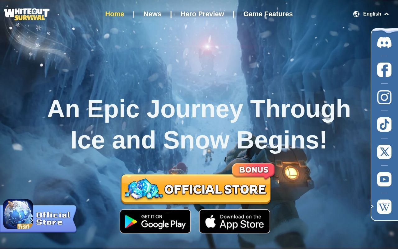 Homepage screenshot of whiteoutsurvival.centurygames.com