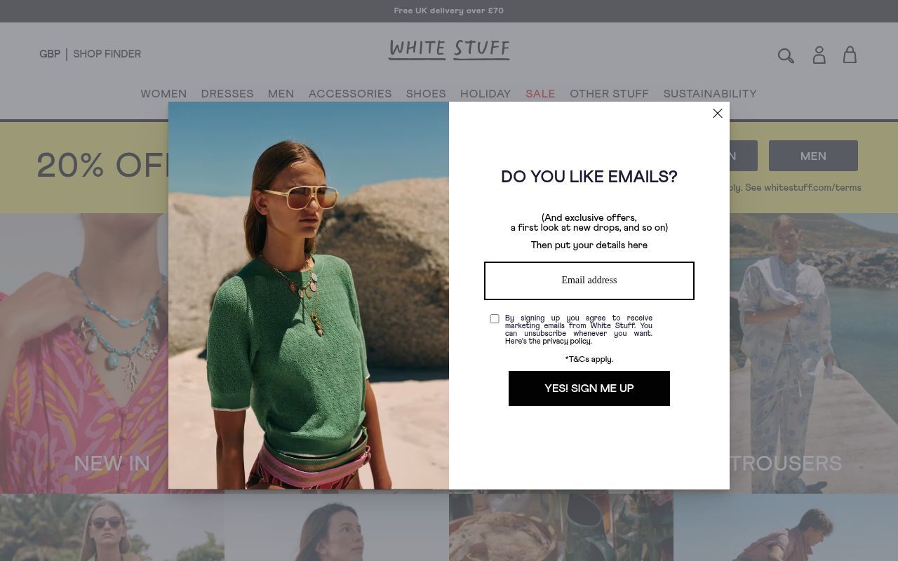 Homepage screenshot of whitestuff.com