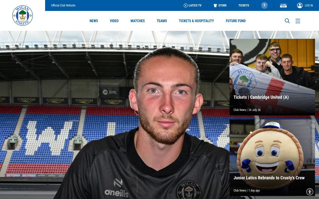 Homepage screenshot of wiganathletic.com