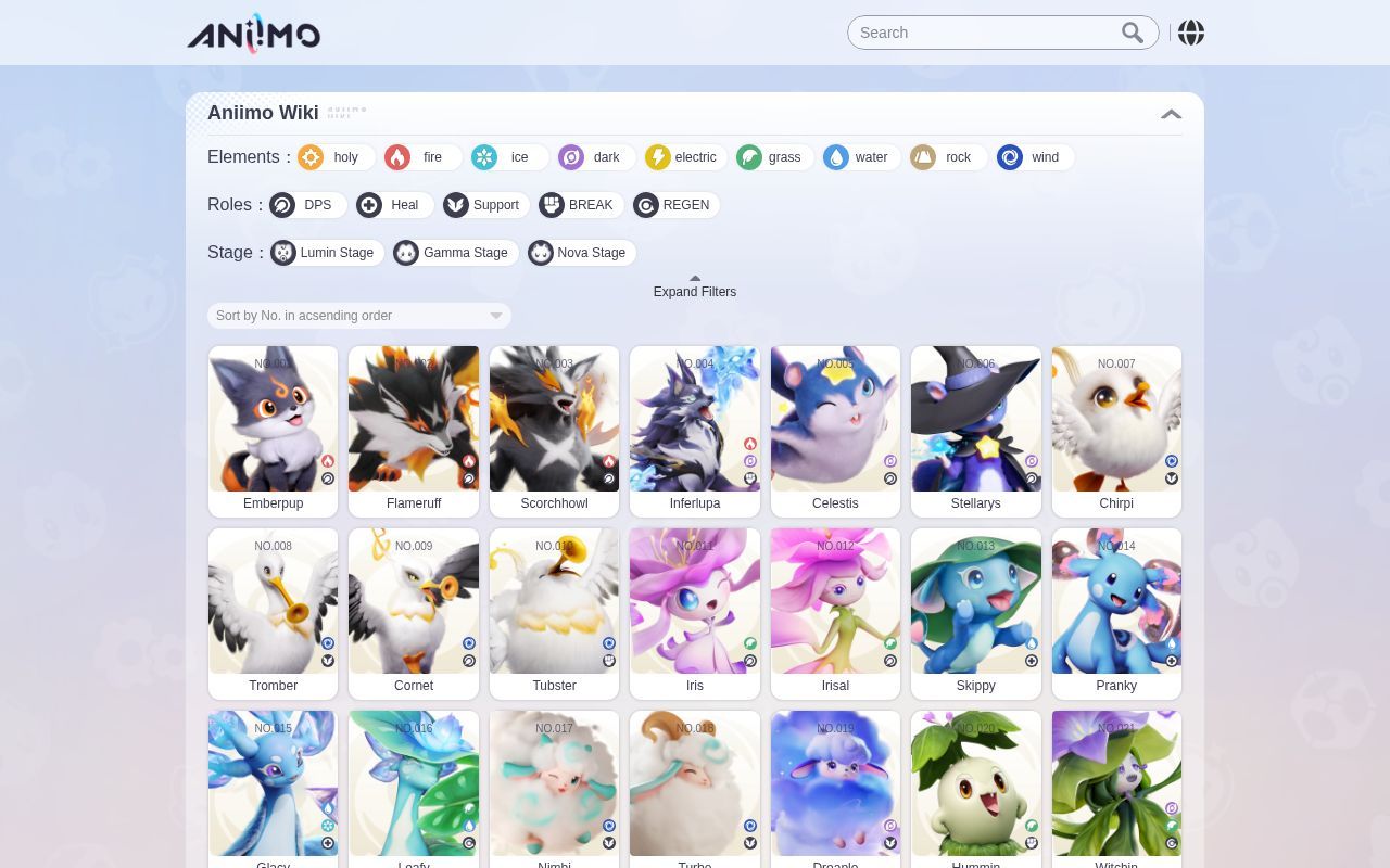 Homepage screenshot of wiki.aniimo.com