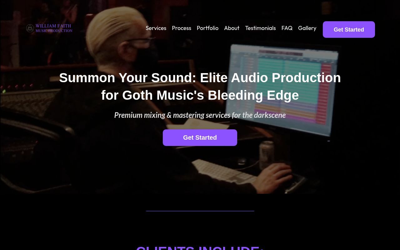Homepage screenshot of williamfaith.studio