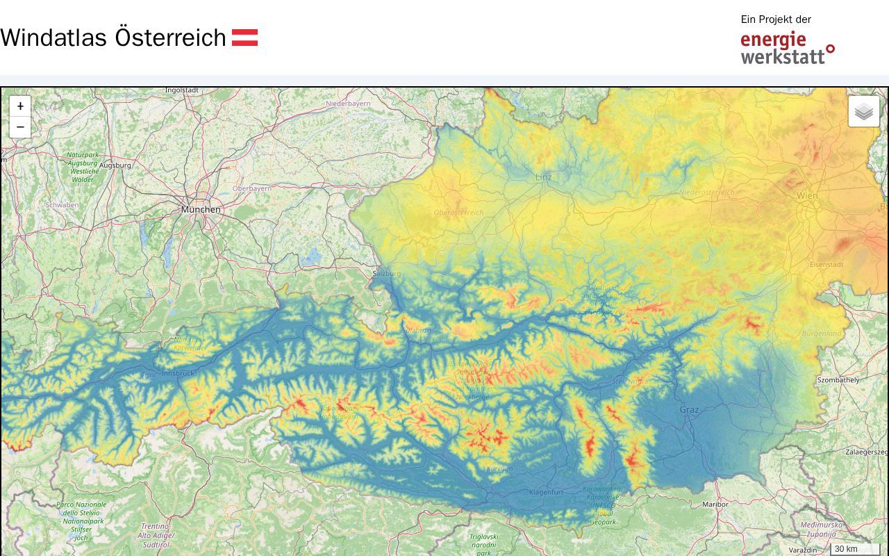 Homepage screenshot of windatlas.energiewerkstatt.org