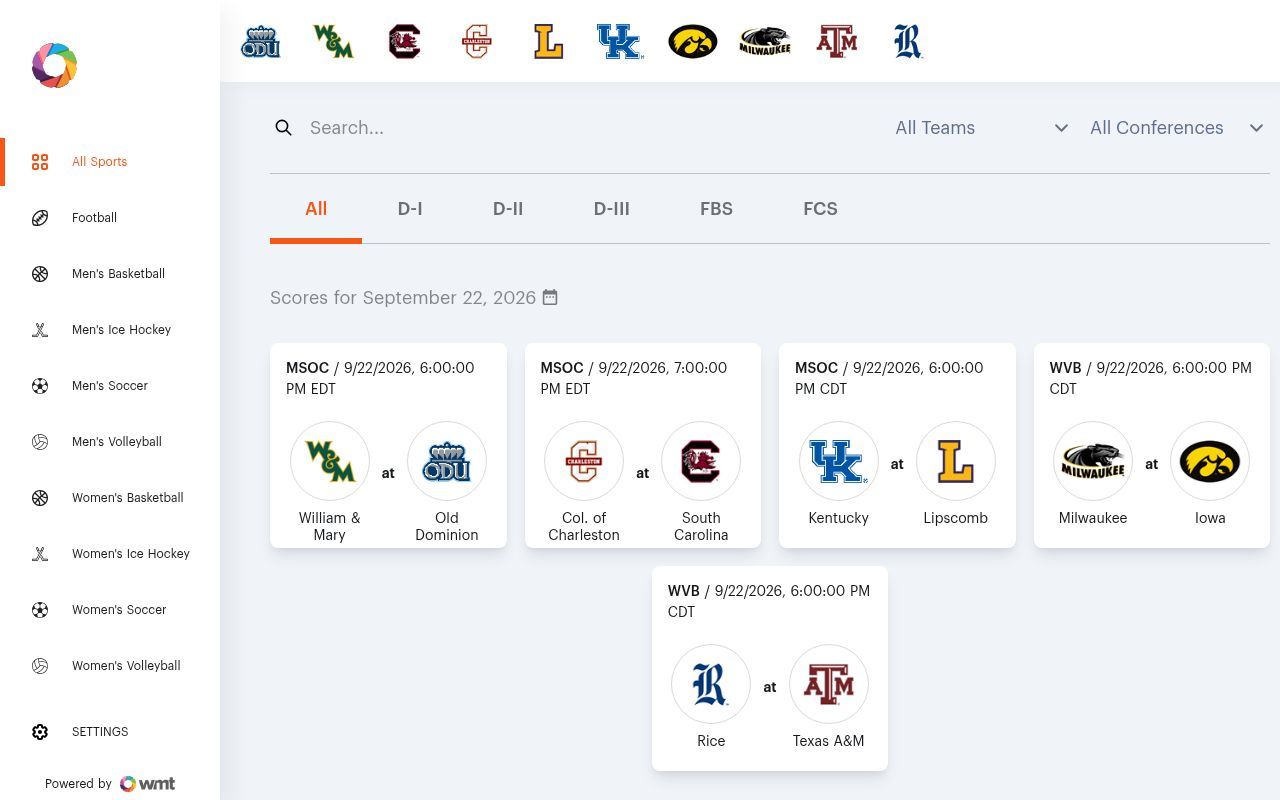 Homepage screenshot of wmt.games